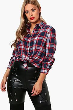 Boohoo Plus Hayley Checked Oversized Shirt