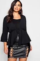 Boohoo Plus Gaby Tie Front Woven Blouse
