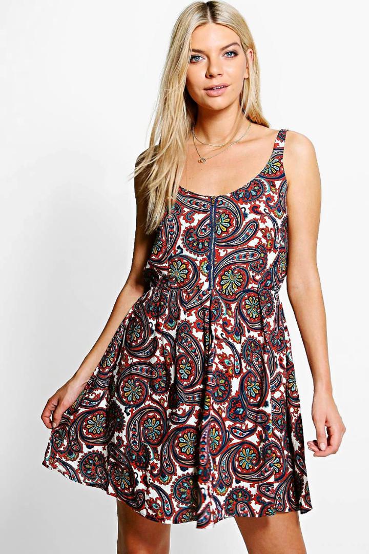 Boohoo Evie Printed Dress Orange