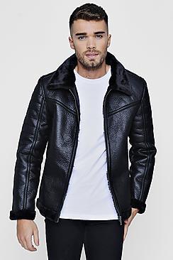 Boohoo Borg Collar Biker Detail Harrington Jacket