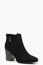 Boohoo Zip Side Block Heel Shoe Boots