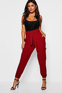 Boohoo Tie Waist Cargo Pocket Trousers