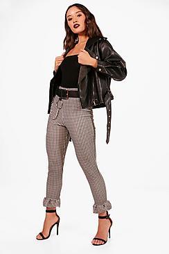 Boohoo Nicky Ruffle Hem Gingham Check Leggings