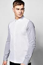 Boohoo Contrast Jersey Sleeve Shirt