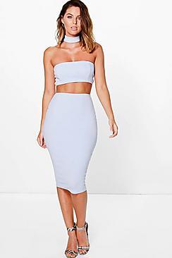 Boohoo Jelena Choker Cut Out Bandeau Midi Dress
