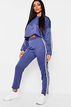 Boohoo Side Stripe Sweat And Jogger Set