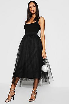 Boohoo Tall  Boutique Tulle Mesh Midi Skirt
