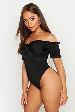 Boohoo Stretchy Corset Detail Bardot Top