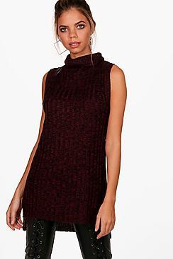 Boohoo Lily Chunky Cowl Neck Sleeveless Top