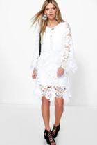 Boohoo Ina Crochet Lace Kimono Sleeve Dress White