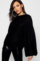 Boohoo Ribbed Jumper With Balloon Sleeve