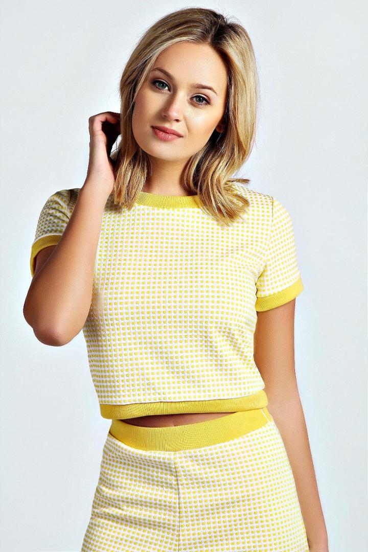 Boohoo Zoey Checker Board Crop Top - Yellow
