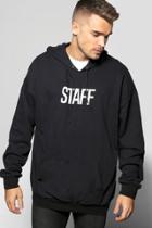 Boohoo Oversized Staff Print Hoodie Black