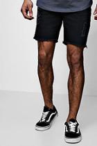 Boohoo Skinny Fit Denim Shorts With Raw Hem
