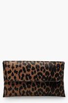 Boohoo Snake Effect Leopard Clutch & Chain