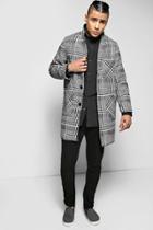 Boohoo Dogtooth Woven Peacoat Black