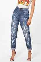 Boohoo Hatty Paint Splatter Boyfriend Jeans