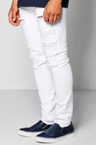Boohoo Skinny Fit Rigid Denim Jeans With All Over Rips White