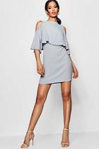 Boohoo Cold Shoulder Double Layer Dress