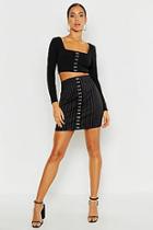 Boohoo Pinstripe Hook & Eye Mini Skirt