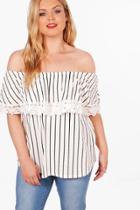 Boohoo Plus Laura Off The Shoulder Crochet Top Multi