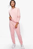 Boohoo Sophia Loop Back Basic Lounge Tracksuit Blush