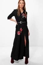 Boohoo Jaydene Embroidered Maxi Dress Black