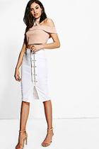 Boohoo Alison Buckle Detail Midi Skirt