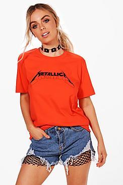 Boohoo Lily Metallica Slogan Bright Tee