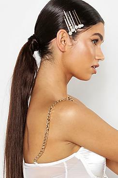 Boohoo Diamante And Pearl Hair Slide Pack