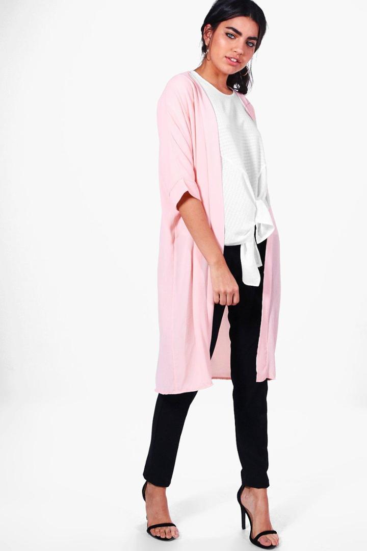 Boohoo Mia Chiffon Duster Nude