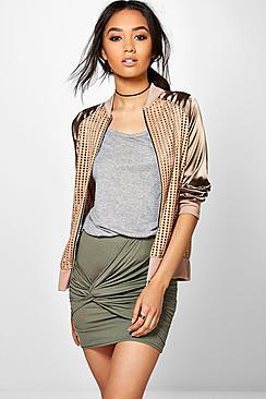 Boohoo Petite Laura Knot Front Mini Skirt