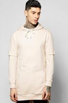 Boohoo Faux Layer Longline Hoodie With Side Zips Pink