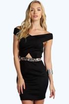 Boohoo Alyssa Boutique Embellished Bodycon Dress Black