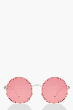 Boohoo Coloured Lens Round Sunglasses