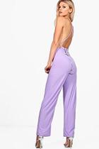 Boohoo Petite Tia Strappy Open Back Wide Leg Jumpsuit