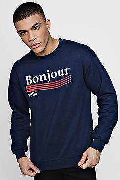 Boohoo Bonjour Crew Neck Sweater