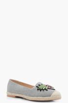 Boohoo Gracie Pineapple Embellished Espadrille Grey