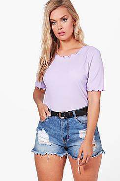 Boohoo Plus Isla Frill Edge Short Sleeve Tee