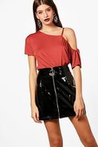 Boohoo Lisa Basic One Shoulder Tie Sleeve Top
