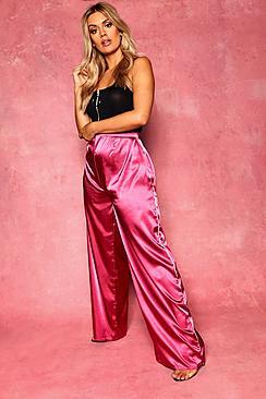 Boohoo Plus Satin Side Stripe Pants