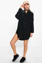 Boohoo Penelope Collarless Shirt Dress Black
