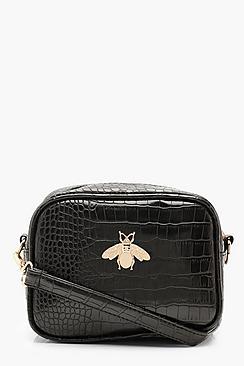 Boohoo Croc Metal Bug Cross Body Bag