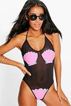 Boohoo Segovia Mesh Shell Swimsuit