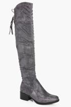 Boohoo Annie Back Lace Over The Knee Boot Grey
