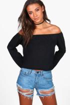 Boohoo Tall Saige Off The Shoulder Crop Top Black