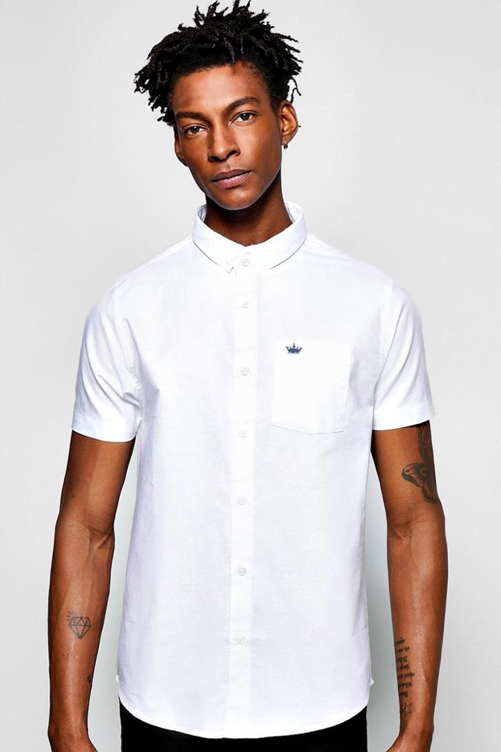 Boohoo Short Sleeve Oxford Shirt White