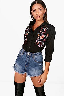 Boohoo Joanie Embroidered Woven Shirt