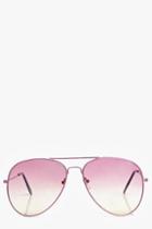Boohoo Lexi Pink Ombre Lense Aviator Sunglasses Gold