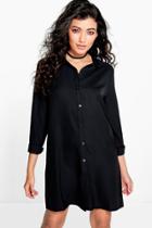 Boohoo Carolina Lace Panelled Shirt Dress Black